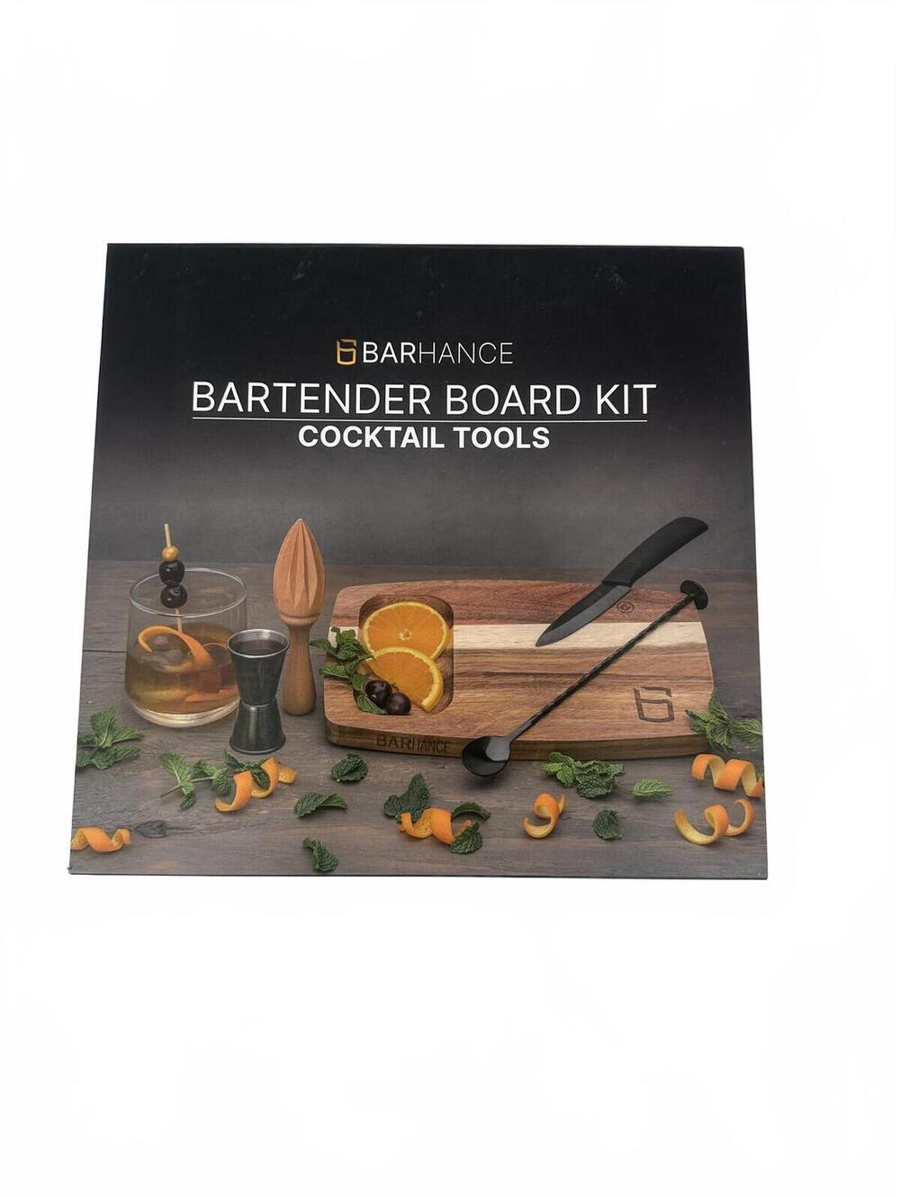 BARHANCE Bartender Board Kit Cocktail Tools Set Wood Cutting Board Bar NIB